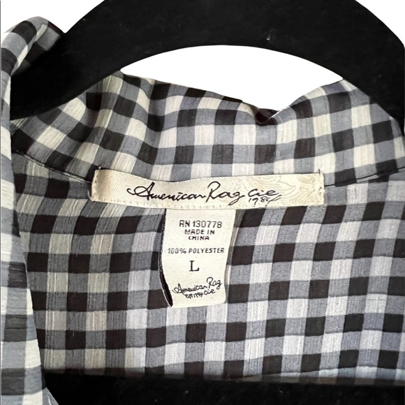 Sheer Black and white checkered button up blouse - Picture 5 of 5